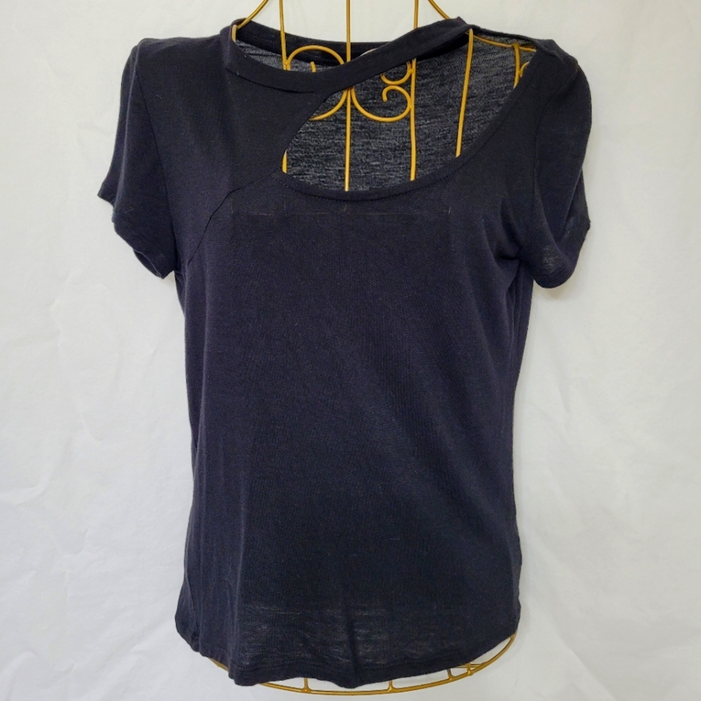 47. URBAN EPISODE Women's Black Short Sleeve Cutout Top Size S/M